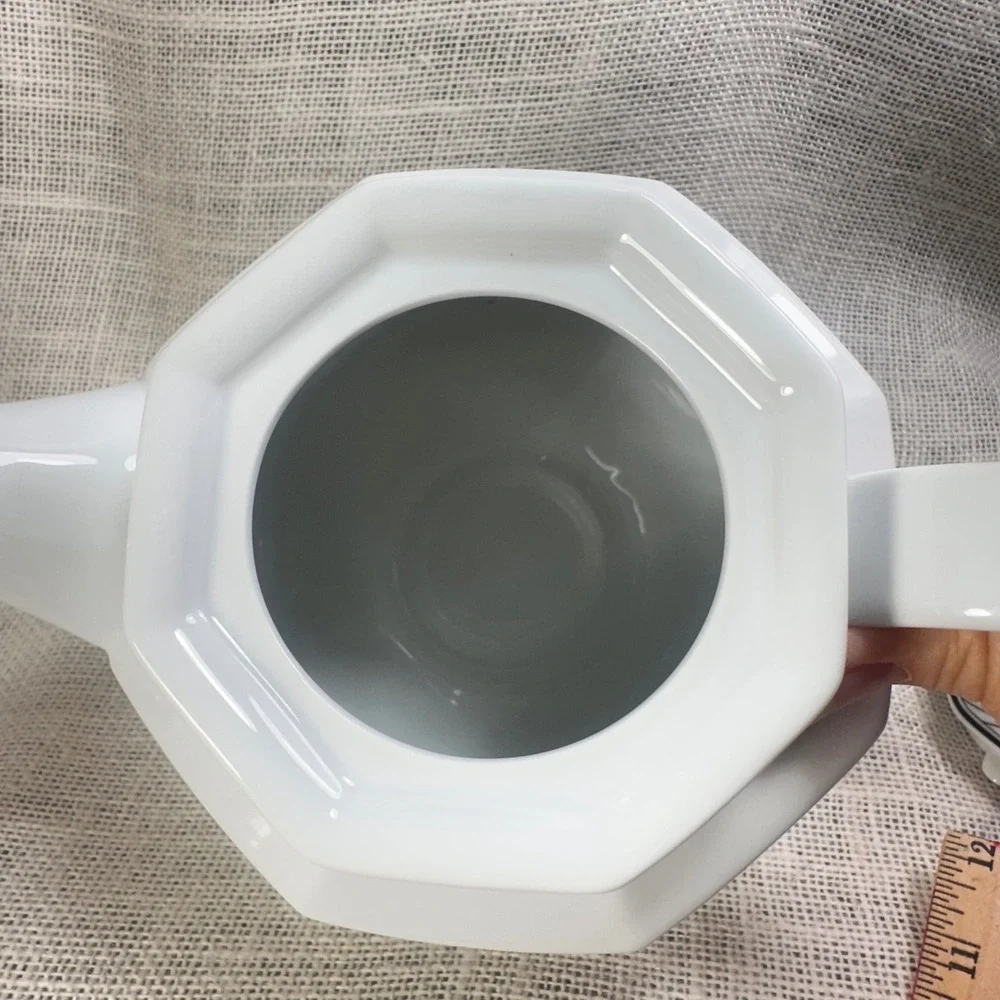 Studio Nova Synthesis Y0031 Teapot White Octagonal Art Deco Black Trim Porcelain